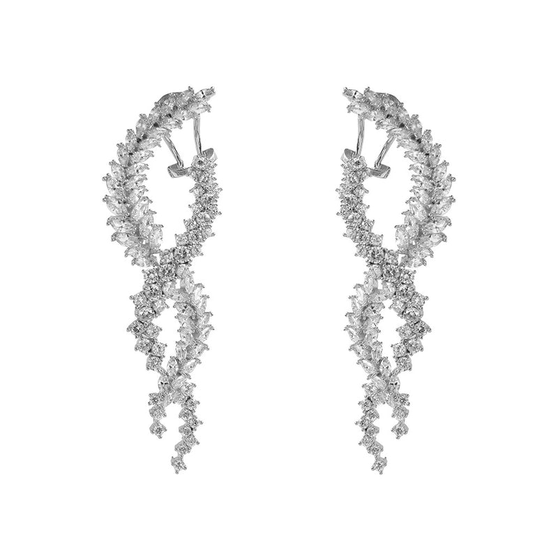Nisha silver crystal twist drop earrings