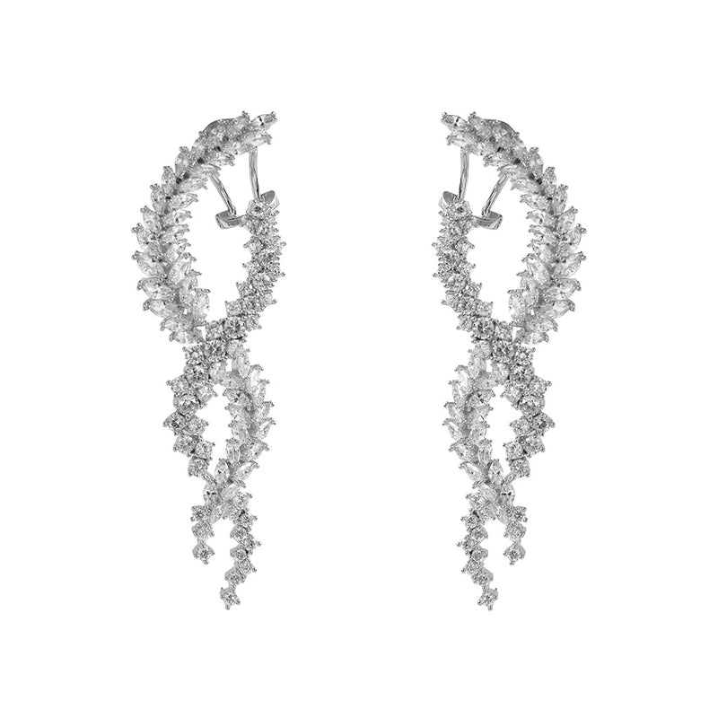 Nisha silver crystal twist drop earrings