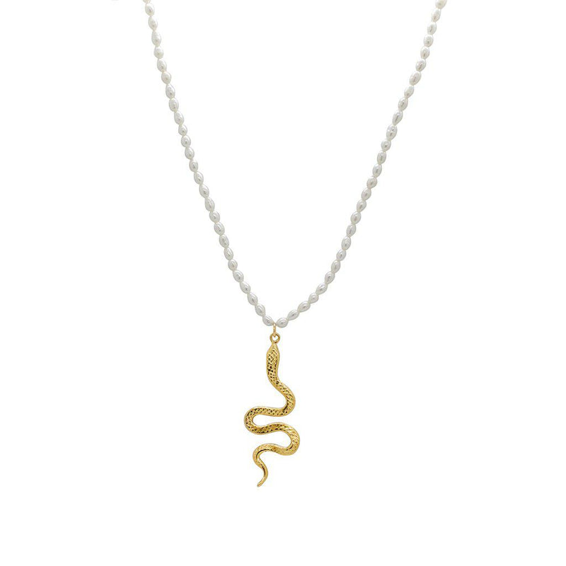 Snake pearl gold filled pendant