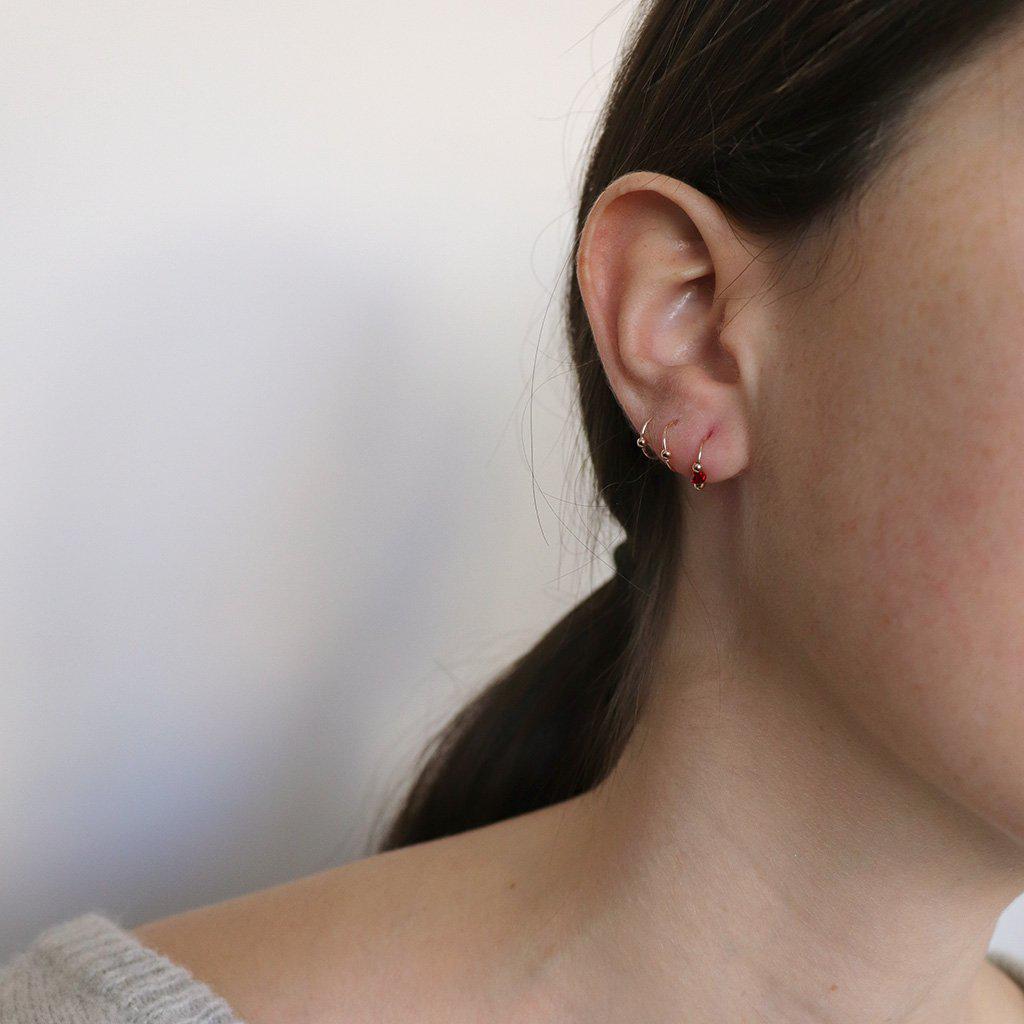Sammy red crystal sleeper earring | MEZI