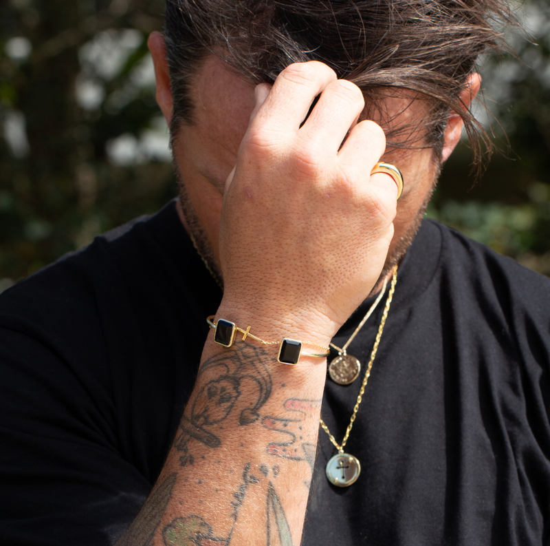 Cecilia semi precious gold cuff bracelet