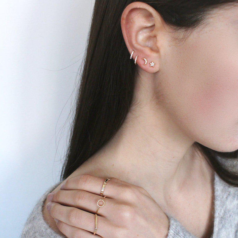 Star & moon pave crystal stud earring
