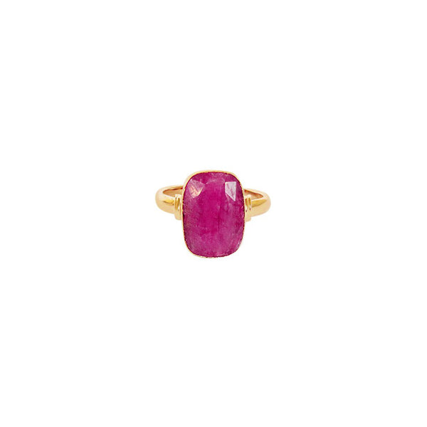 Taziz rough ruby rectangle gold filled semi-precious ring