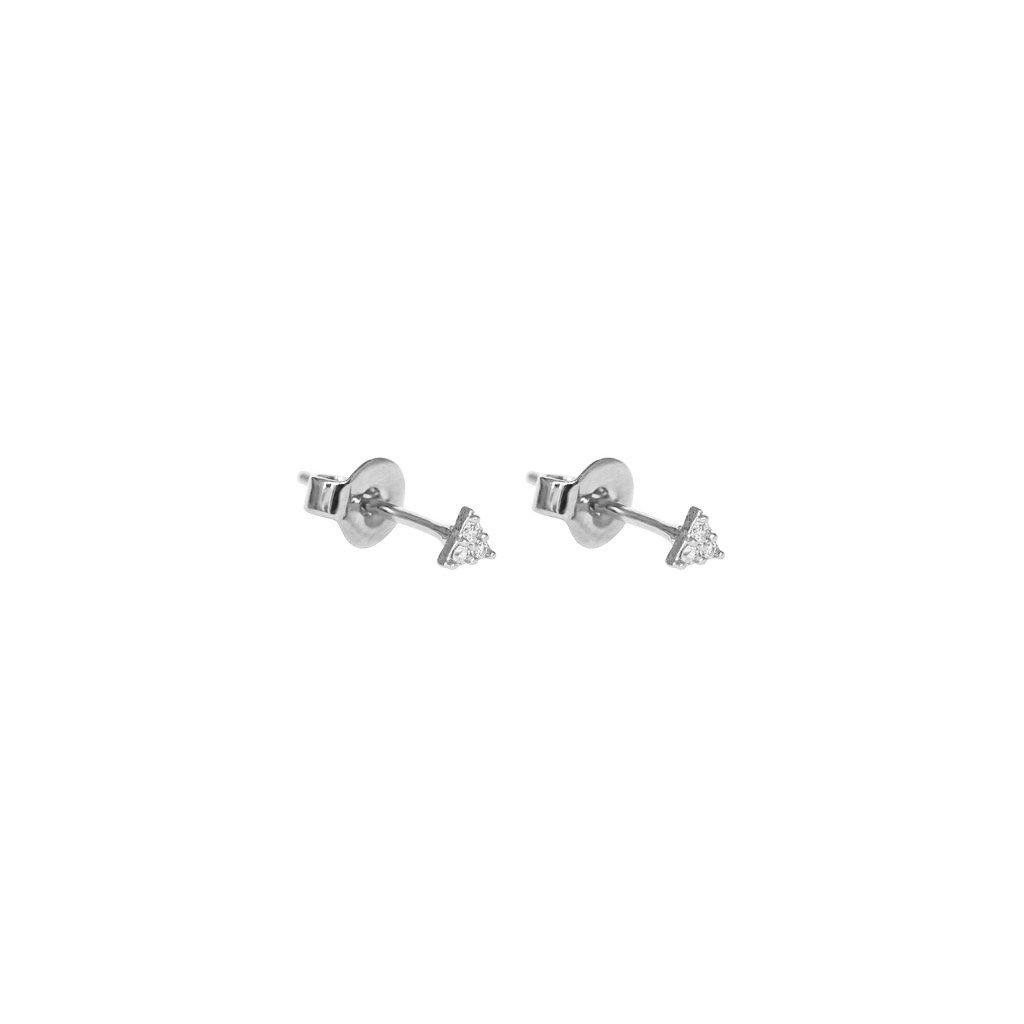 Triangle mini crystal silver studs | MEZI