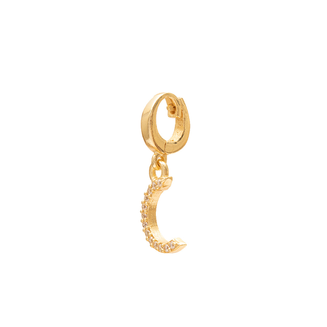 Moon crystal charm gold hinge pendant | MEZI