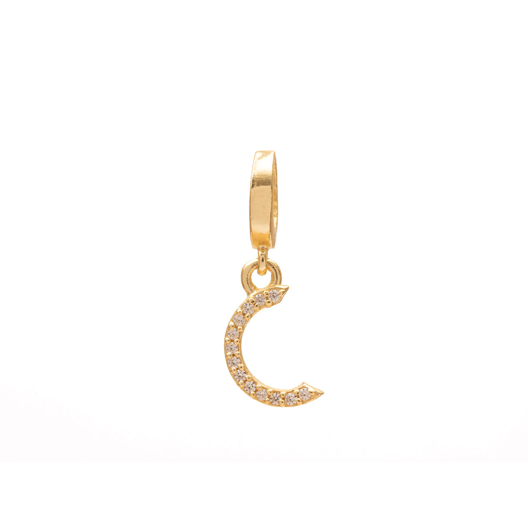 Moon crystal charm gold hinge pendant | MEZI