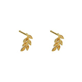 Leaf 2 micron gold stud earrings