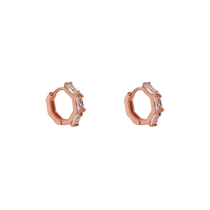 Gemma rose gold crystal huggies