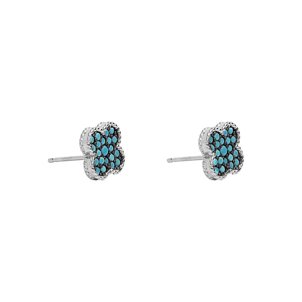 Clover sterling silver turquoise studs