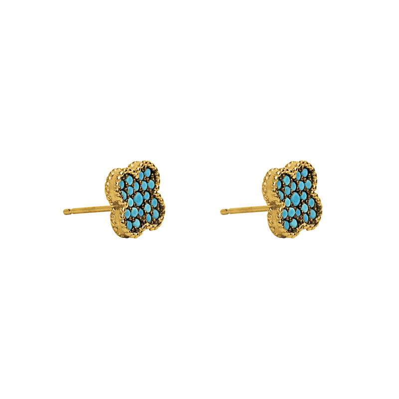 Clover gold turquoise studs