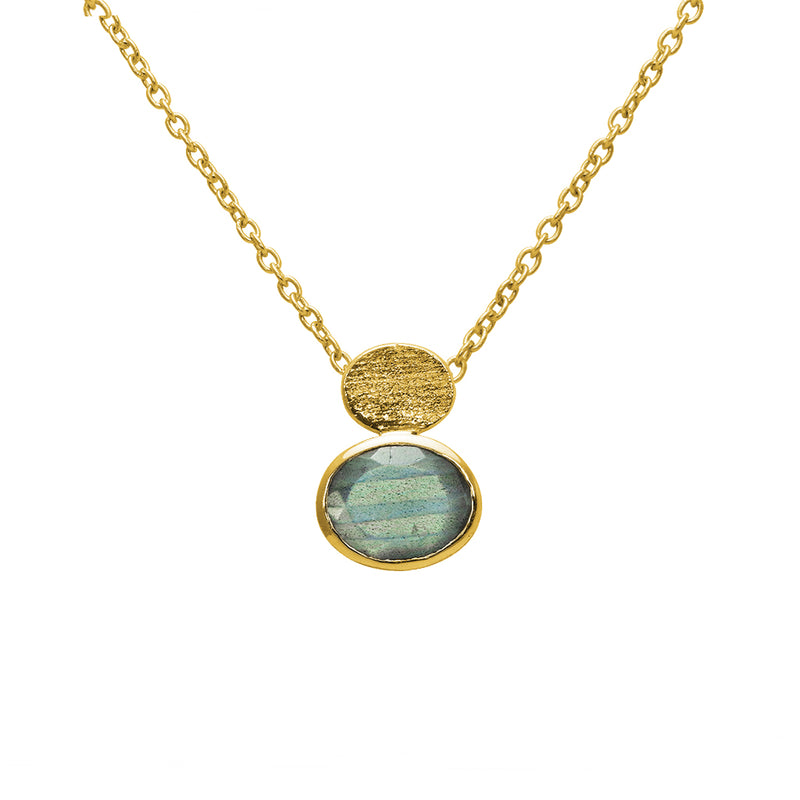 Aliza semi precious 2 micron gold necklace