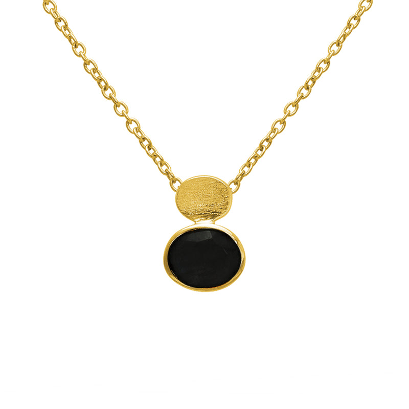 Aliza semi precious 2 micron gold necklace