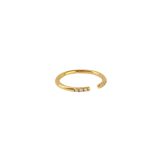 Willa crystal 2 micron gold plated open ring MEZI
