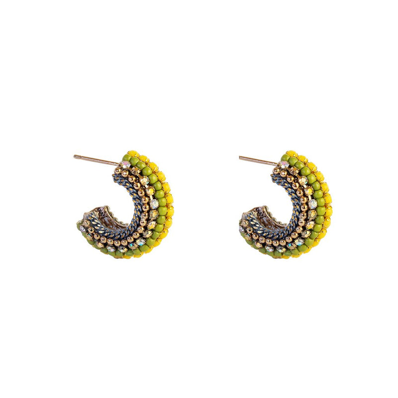 Aila multi-coloured crystal half hoop earrings