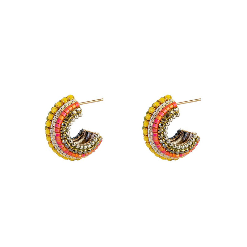 Aila multi-coloured crystal half hoop earrings