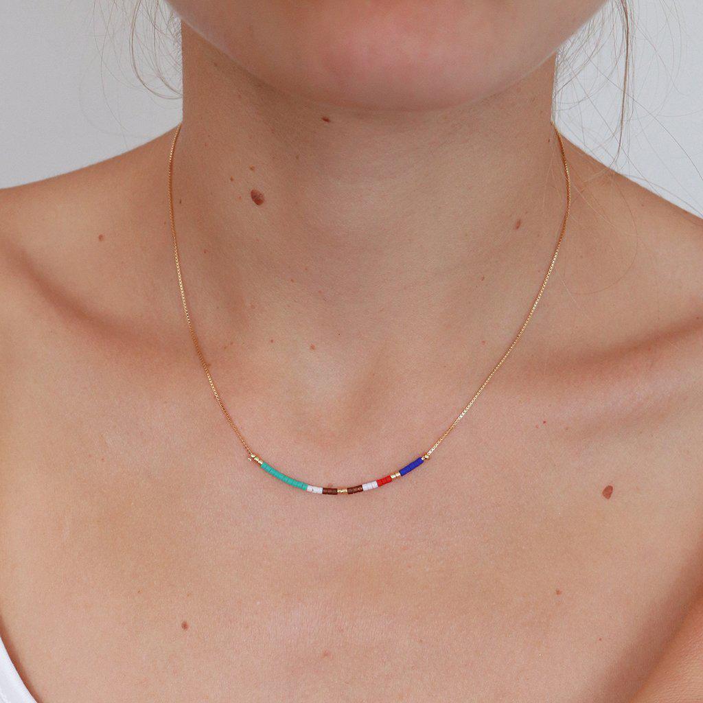April colourful beads gold pendant | MEZI