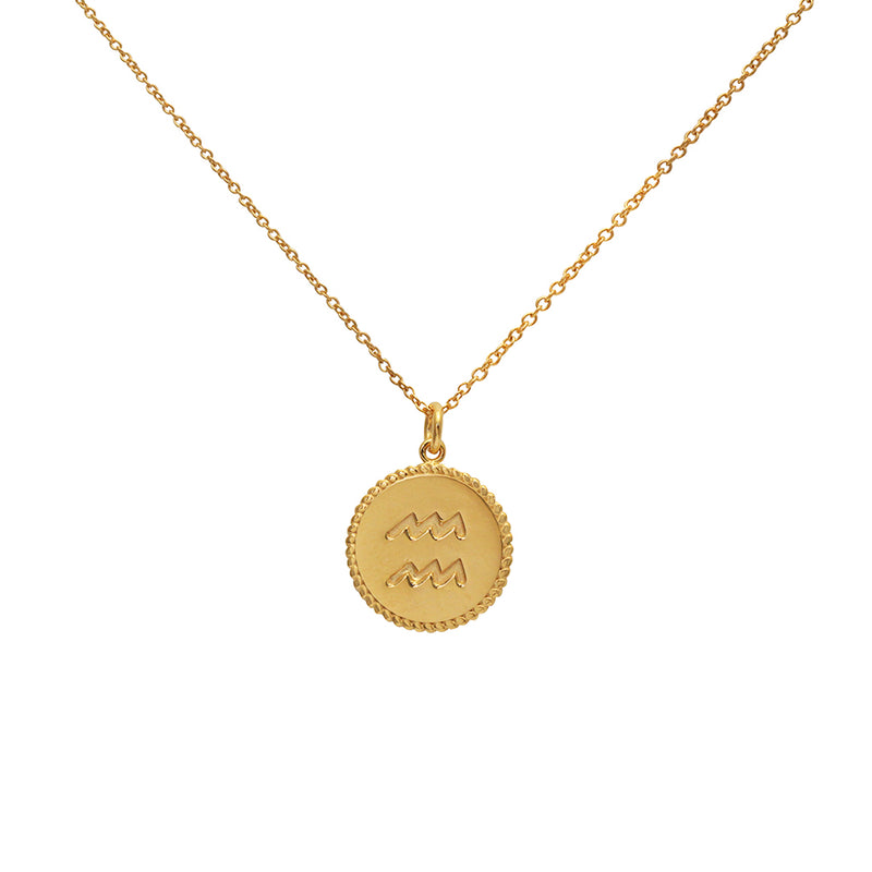 Aquarius star sign gold necklace