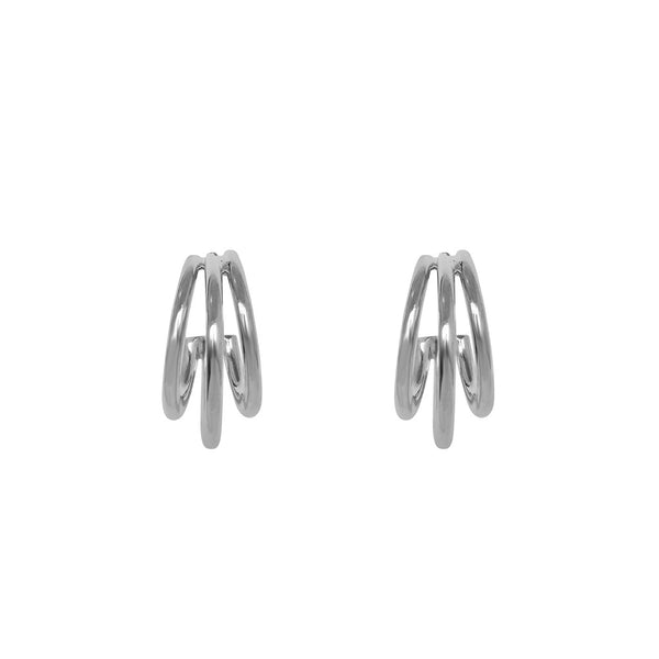 Avak triple hoop silver earrings
