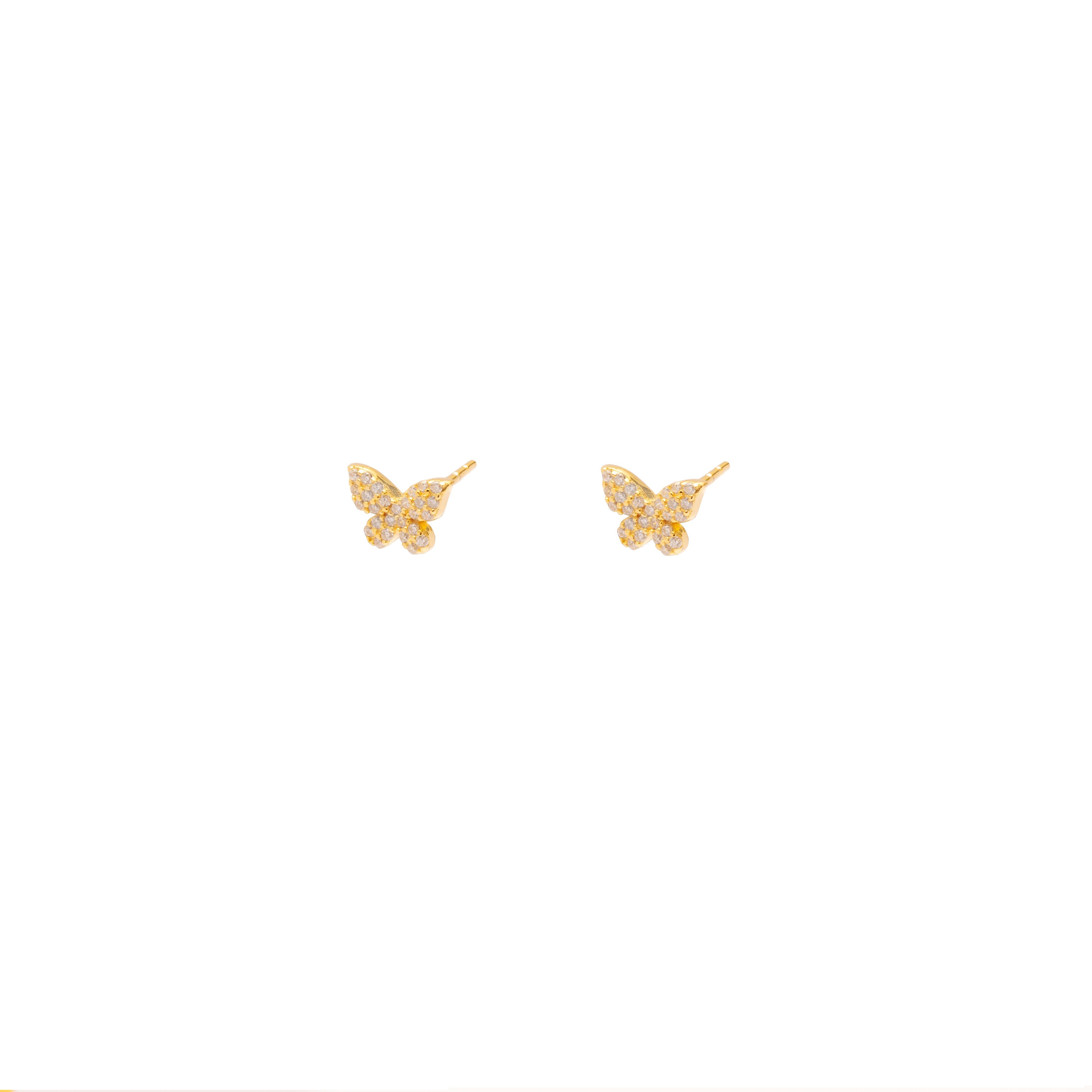 Butterfly crystal gold studs | MEZI