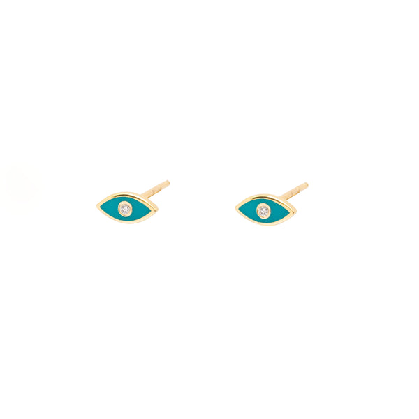 Evil Eye 10k gold diamond stud earrings