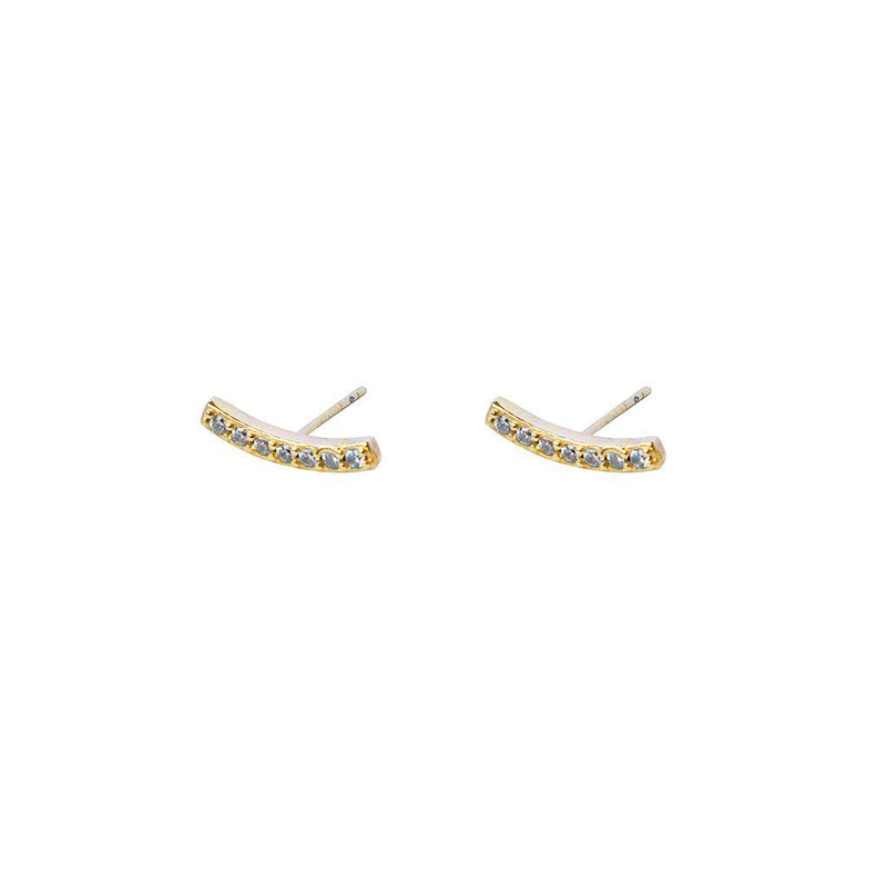Boris 2 micron gold crystal bar studs