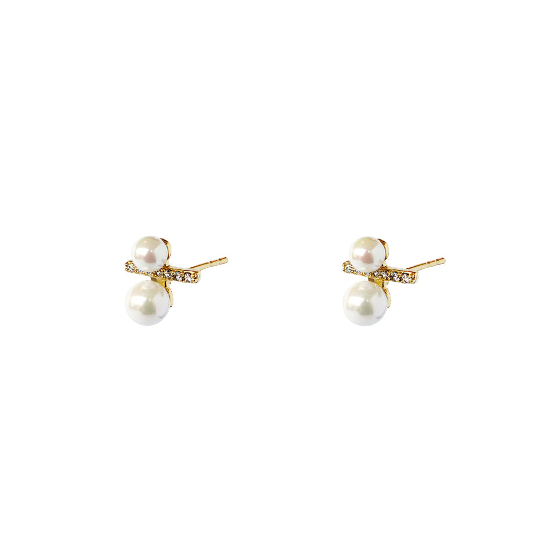 Calia double pearl crystal studs | MEZI