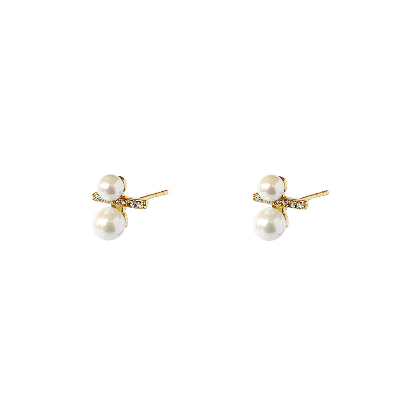 Calia double pearl crystal studs