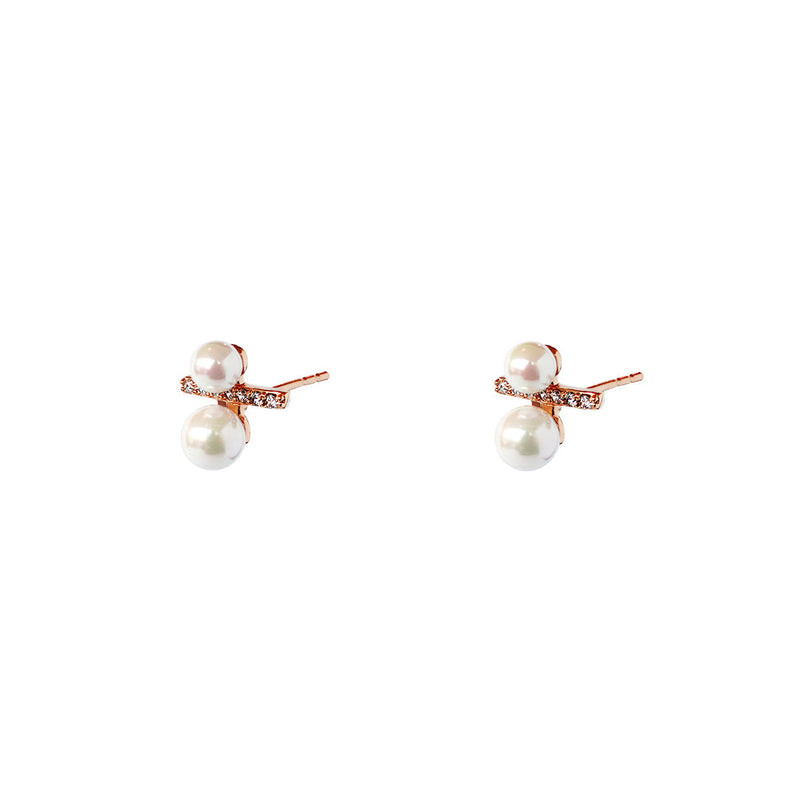 Calia double pearl crystal studs