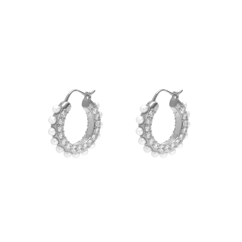 Caris crystal & pearl hoop earrings