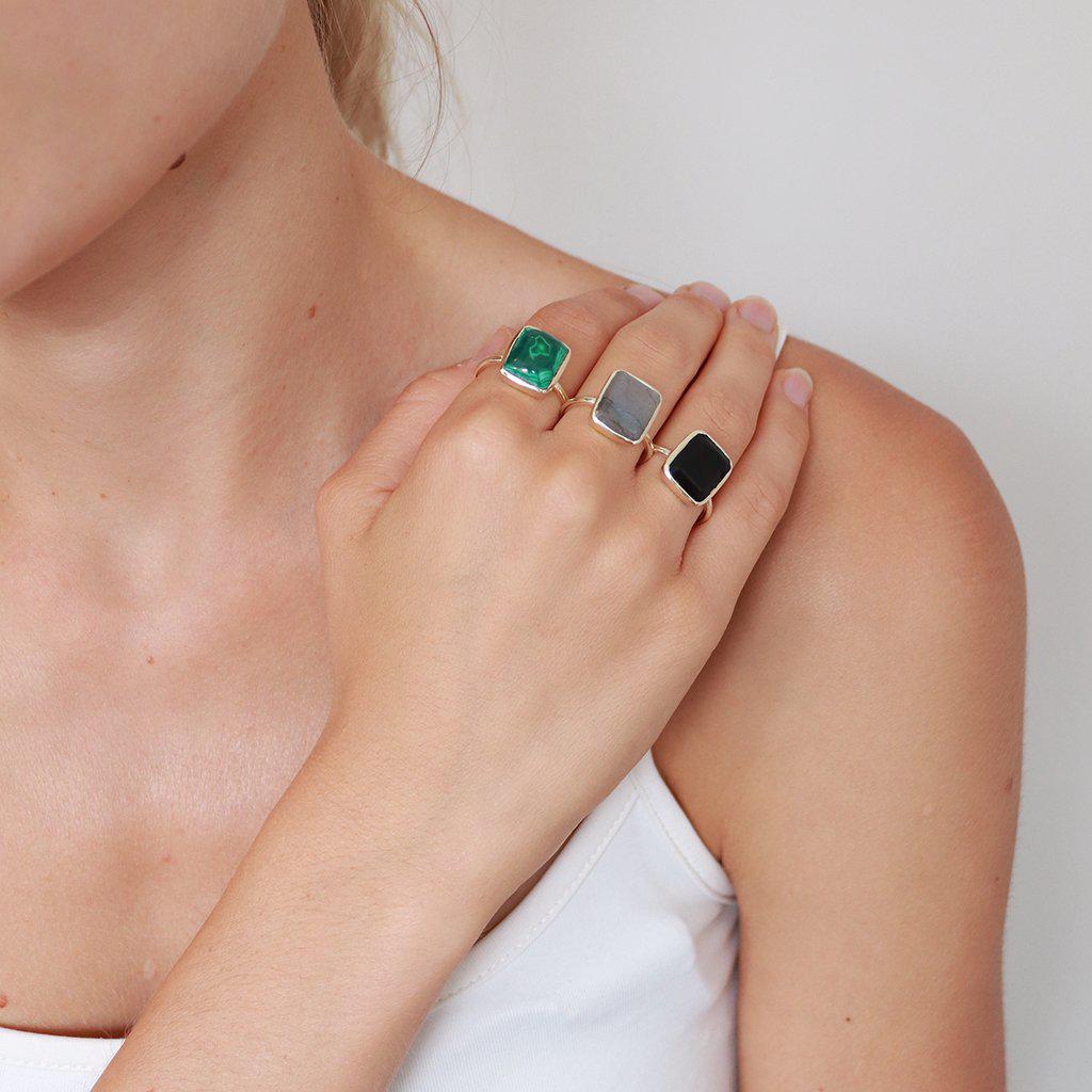 Cecilia large semi-precious gold ring | MEZI