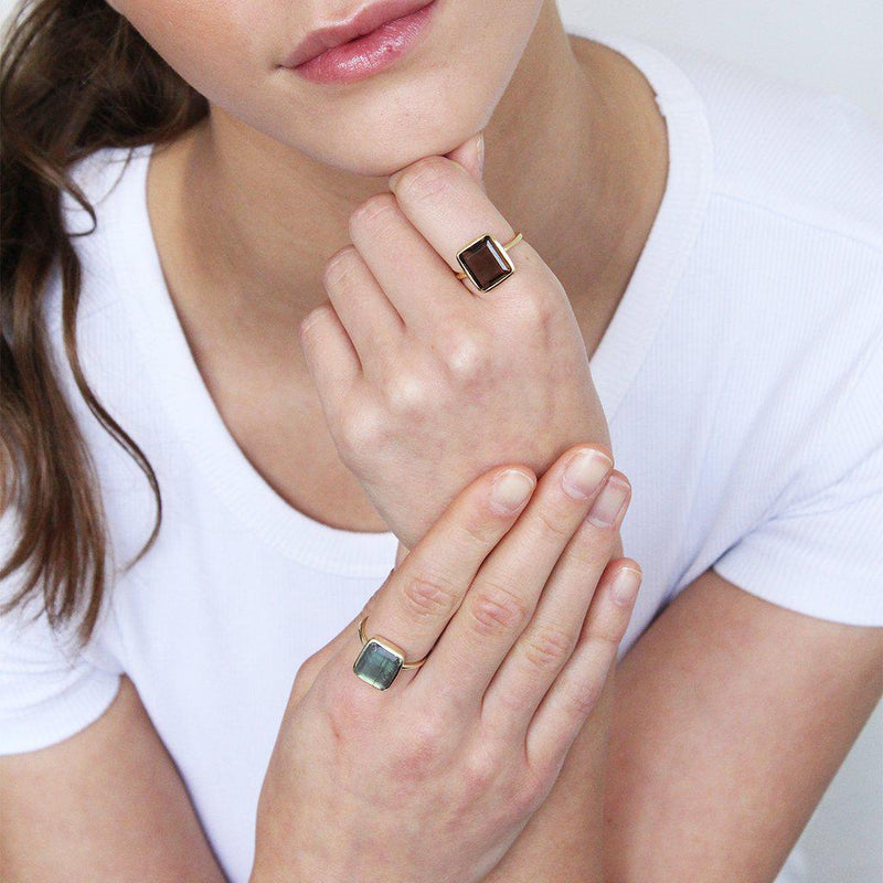 Cecilia large semi-precious gold ring