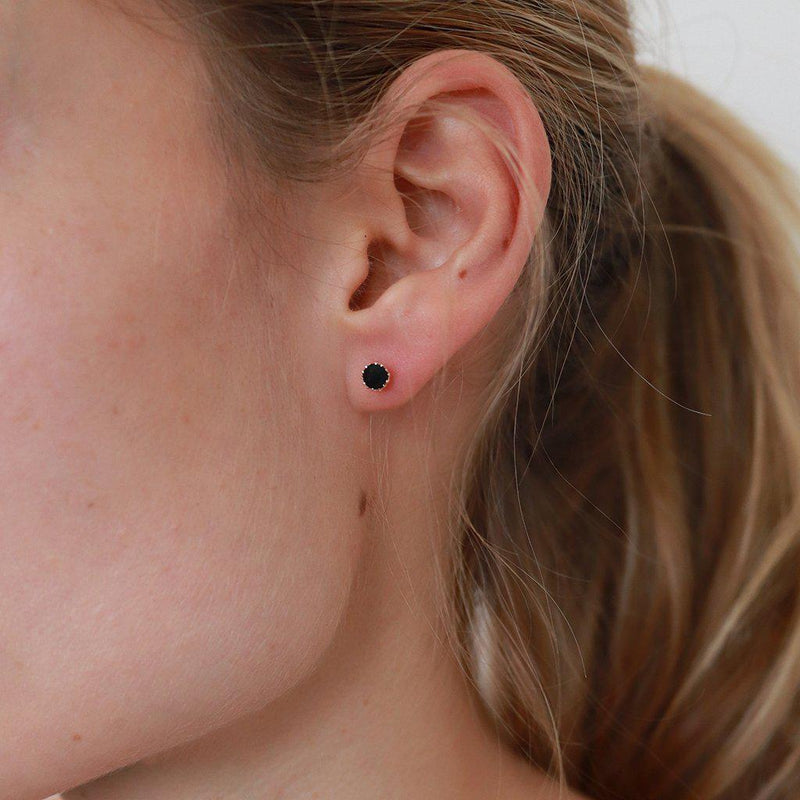 Cleva black crystal 2 micron gold studs