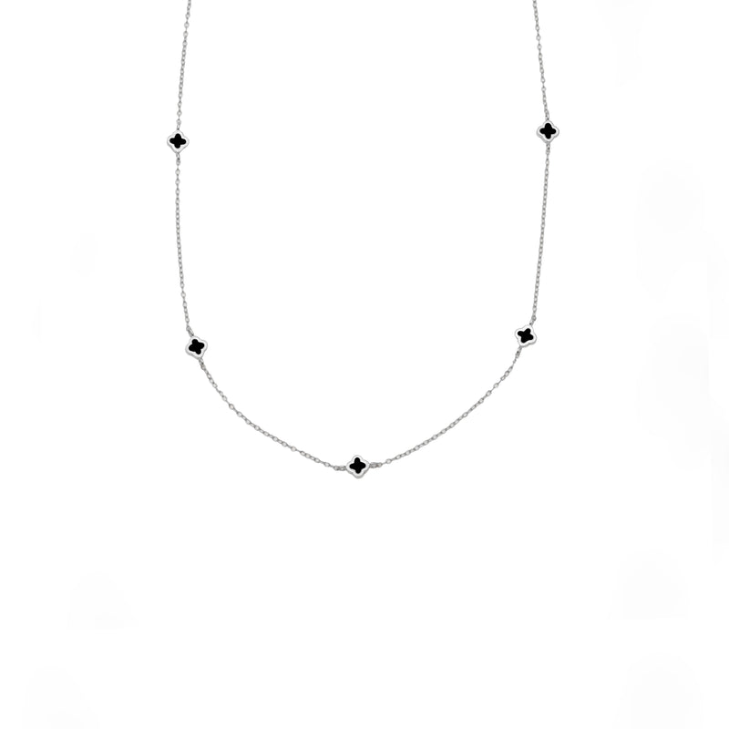 Clover black onyx charms necklace