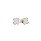 Clover white enamel stud earrings