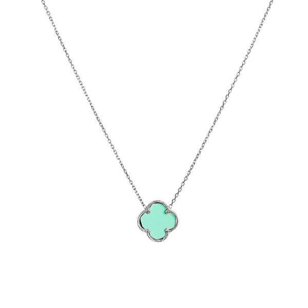Clover sterling silver turquoise pendant