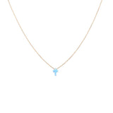 CROSS BLUE OPALITE GOLD NECKLACE-Necklaces-MEZI