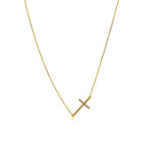 CROSS CRYSTAL GOLD NECKLACE-Necklaces-MEZI