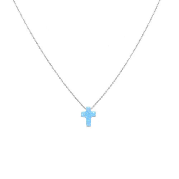 Cross blue opalite necklace