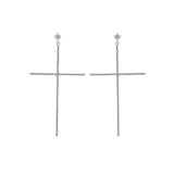 CROSS SILVER CRYSTAL EARRINGS-Earrings-MEZI