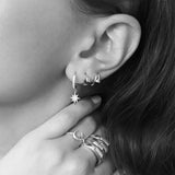 Crystal star huggies earrings