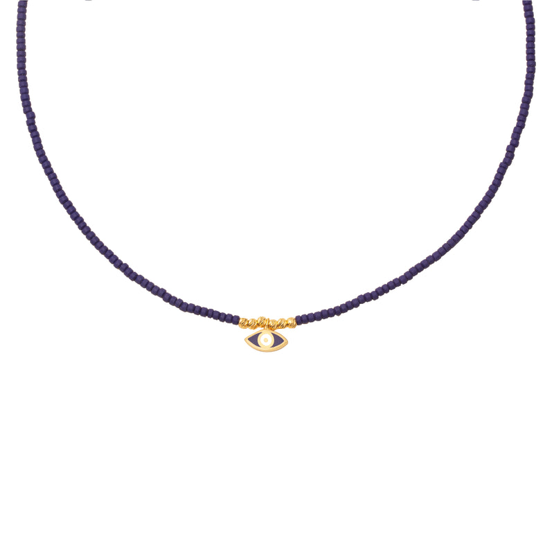 Pilara semi precious stone evil eye necklace