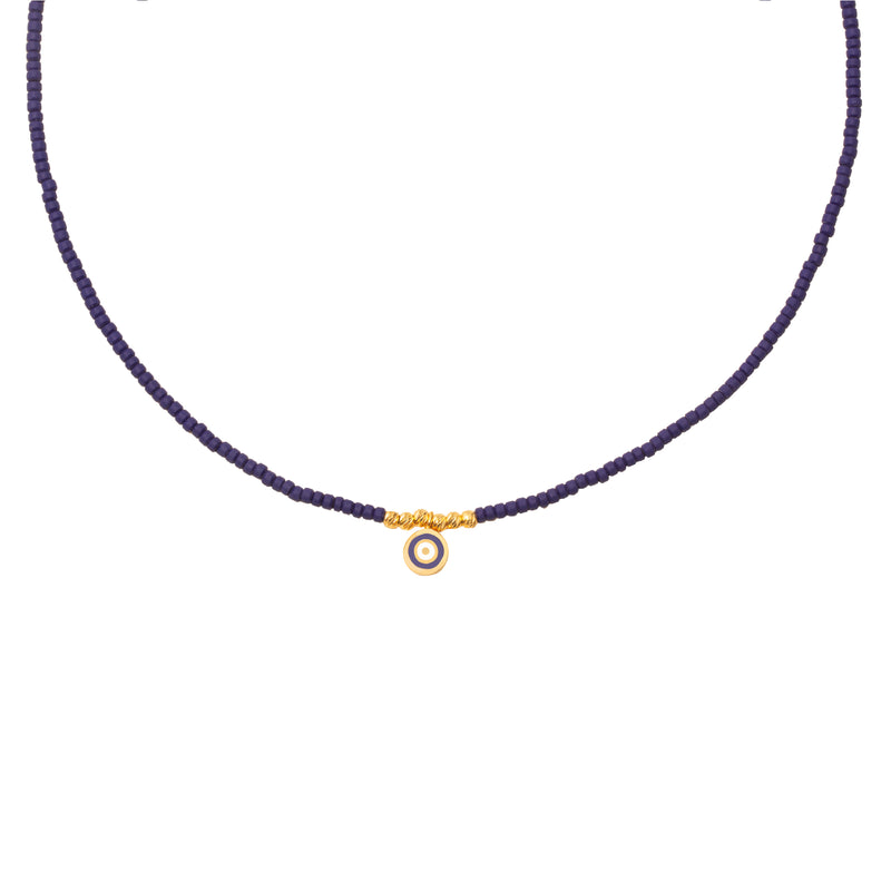 Pilara semi precious stone evil eye necklace