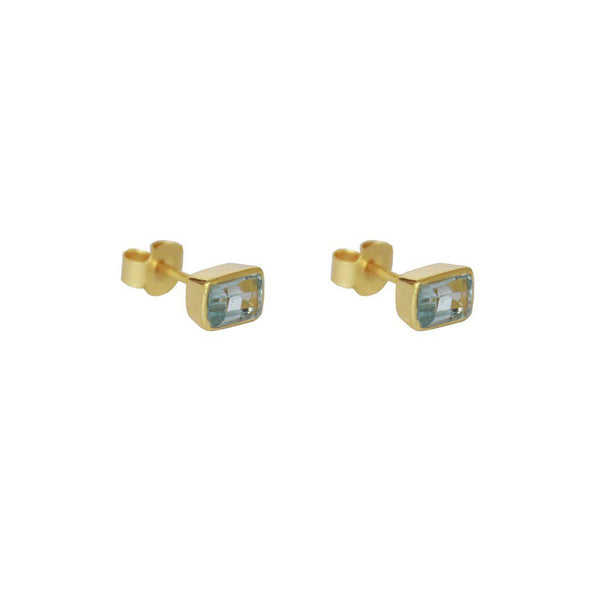 Ellie gold blue topaz semi-precious studs earrings
