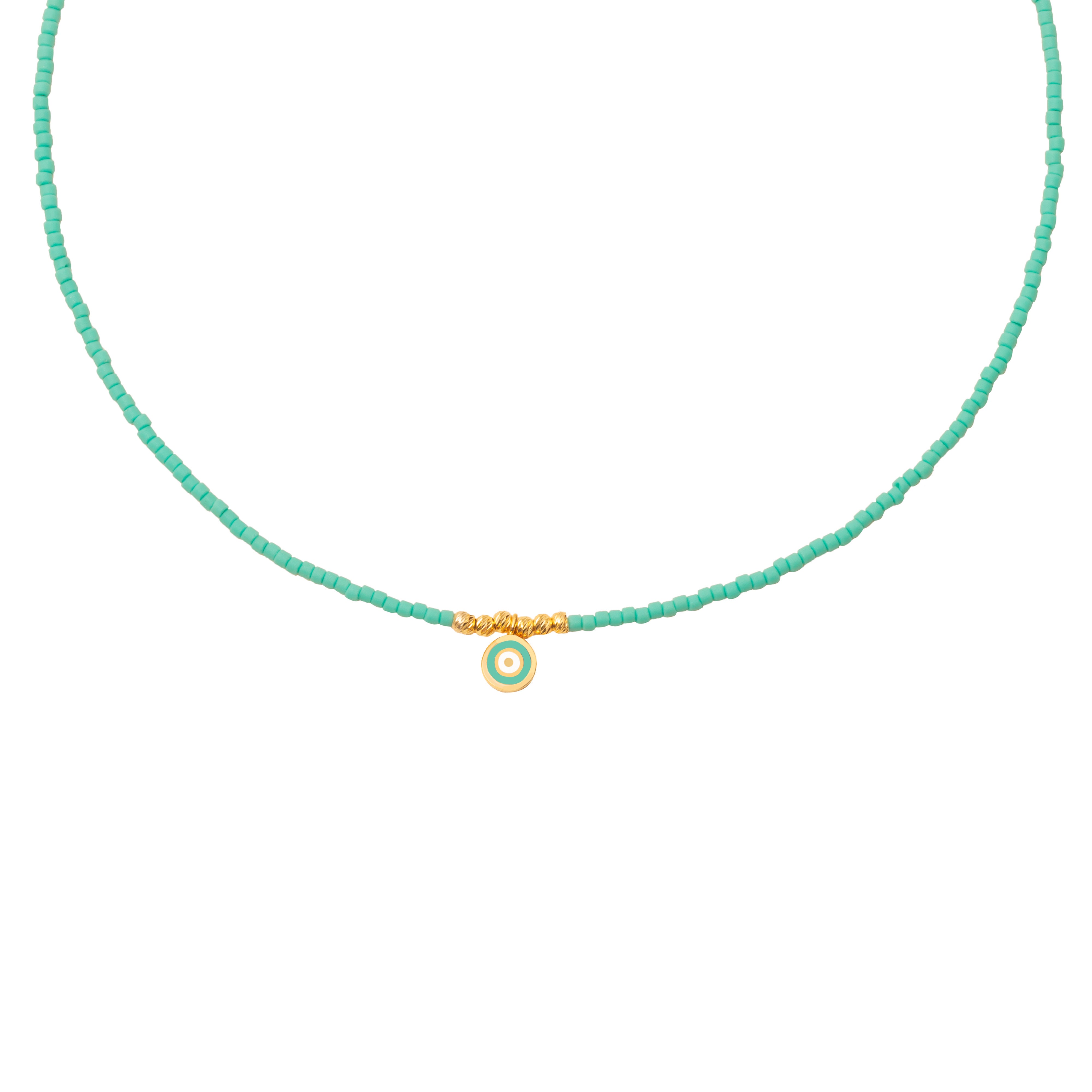 Pilara semi precious stone evil eye necklace