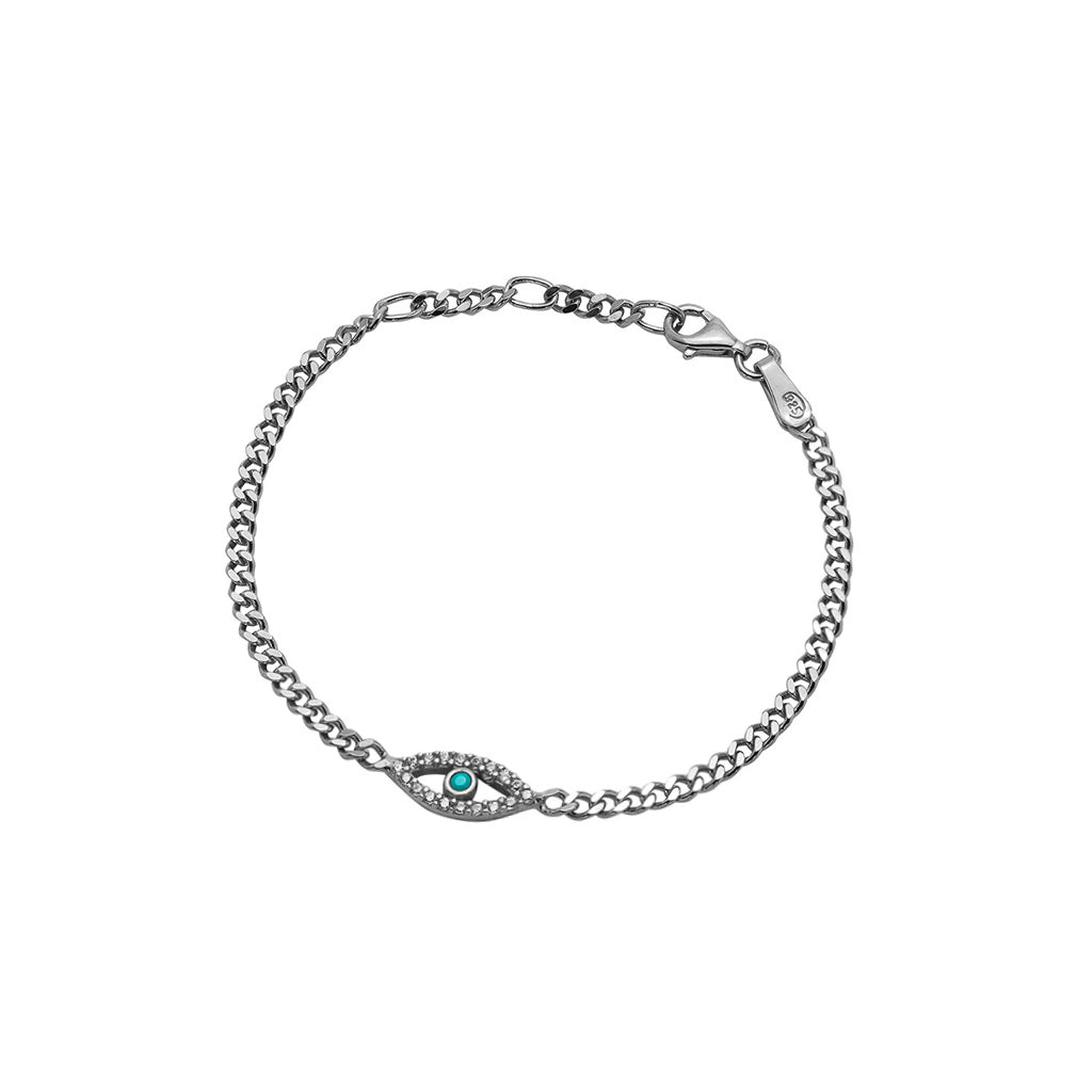 Evil eye turquoise curb link bracelet