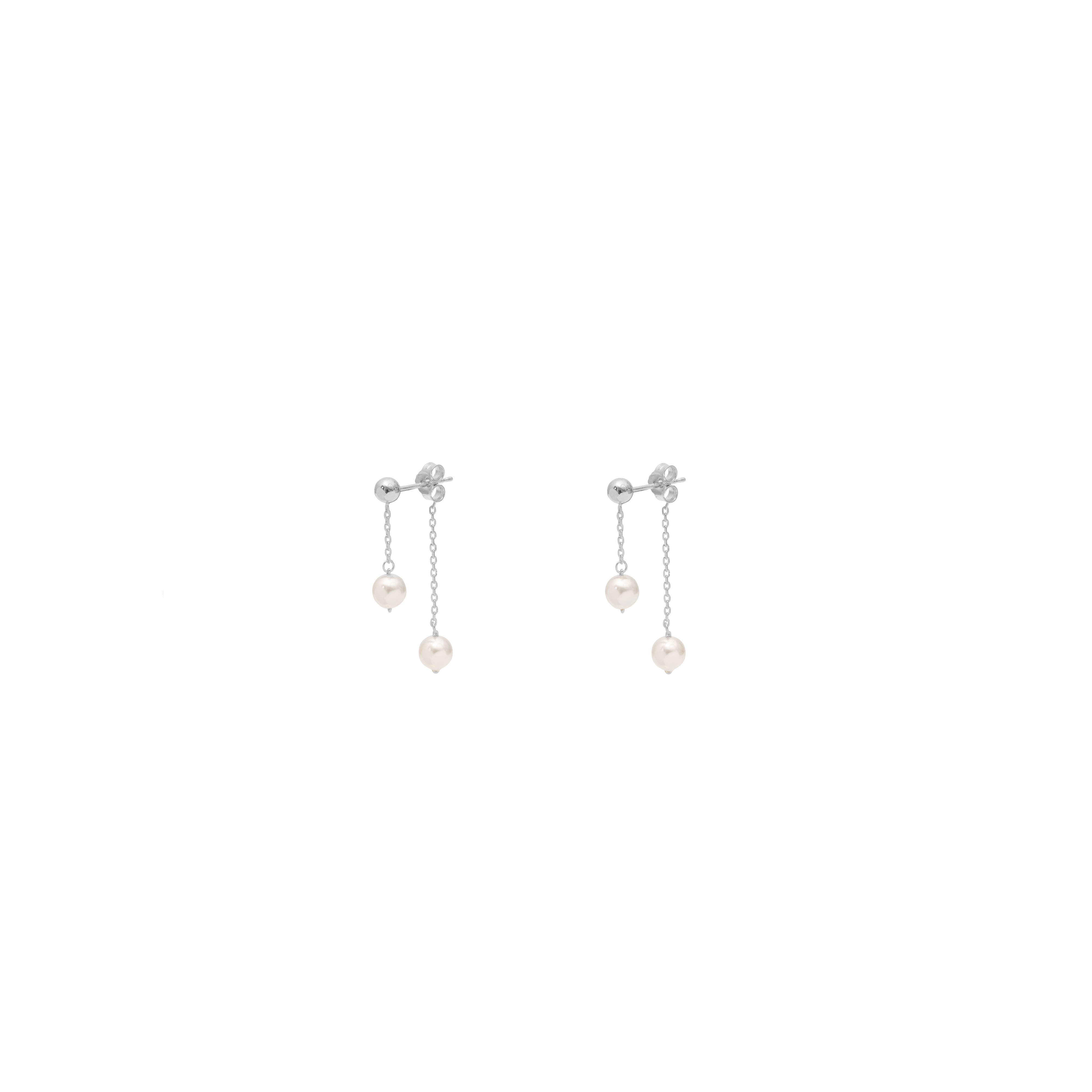 Exa pearl double chain earrings | MEZI