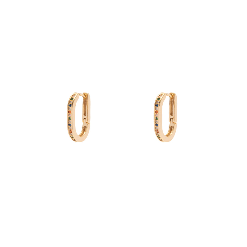 Mari multi coloured gold crystal huggies