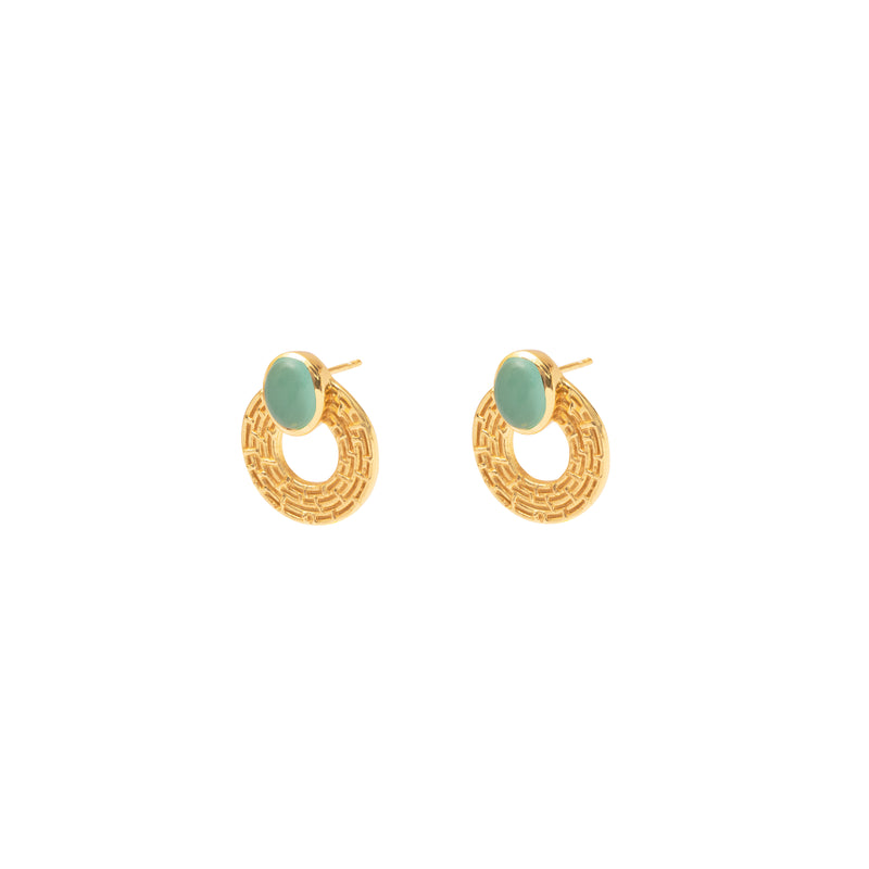 Salina round gold semi precious studs