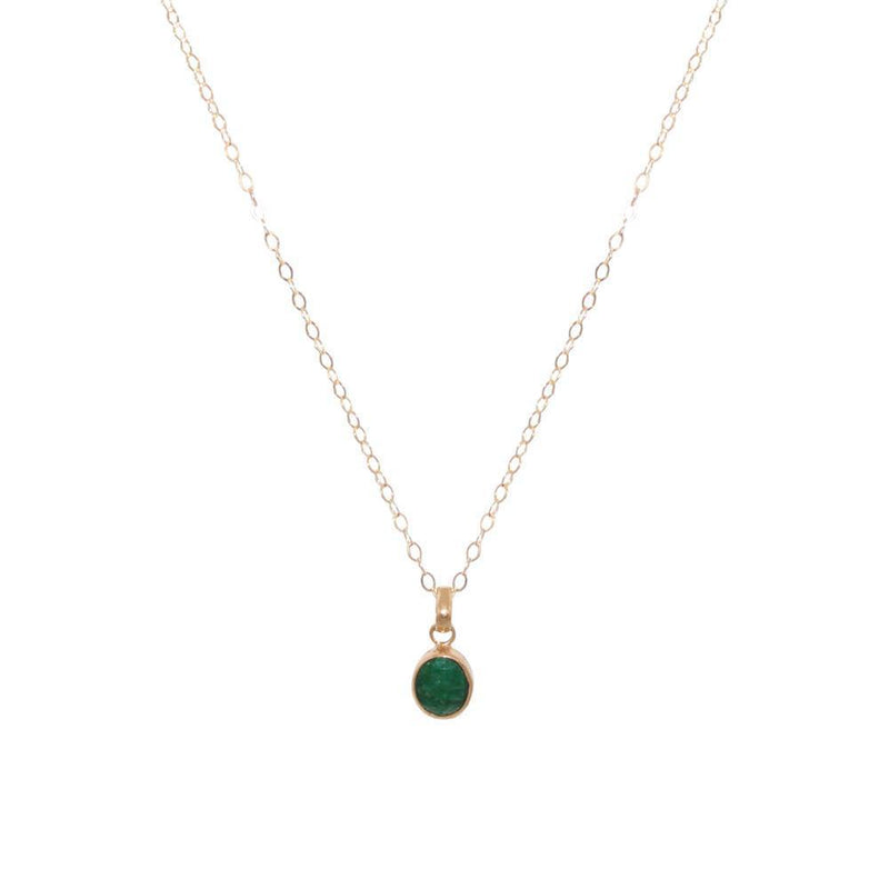 GREEN QUARTZ GOLD FILLED MEDIUM PENDANT-Necklaces-MEZI