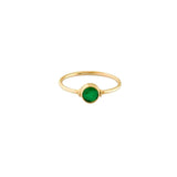 Green quartz round gold filled ring